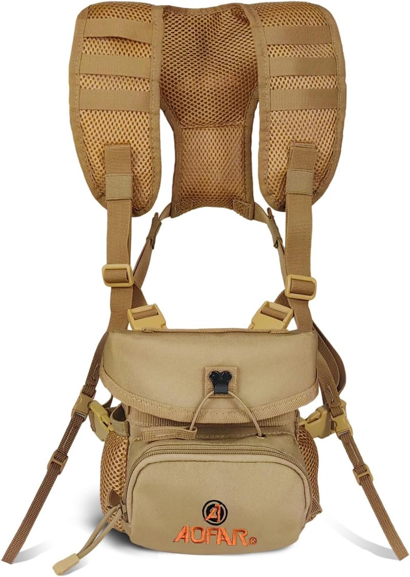 AOFAR Binocular Harness Chest Pack with Adjustable Strap, Lightweight and Large Capacity, Bino Case for Hunting, Hiking, Shooting, Beige - Image 1